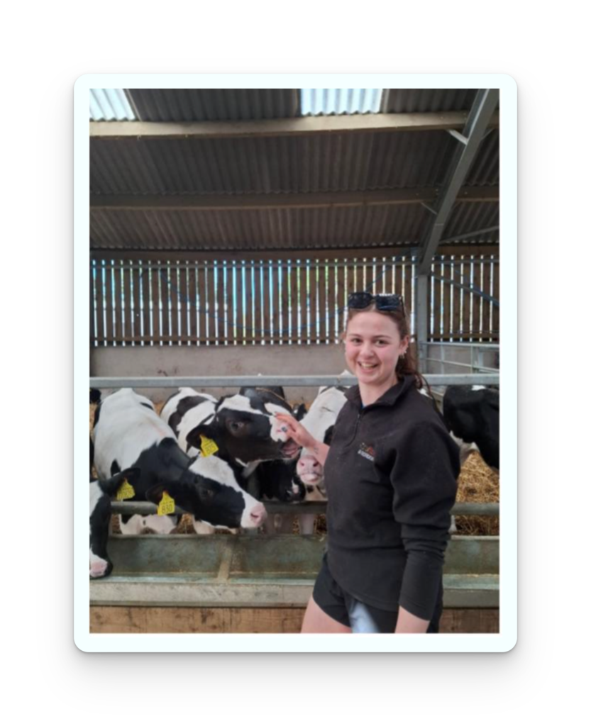 Calf rearer Hannah McQuaker supporting the calf rearing system at Blaiket Mains Farm